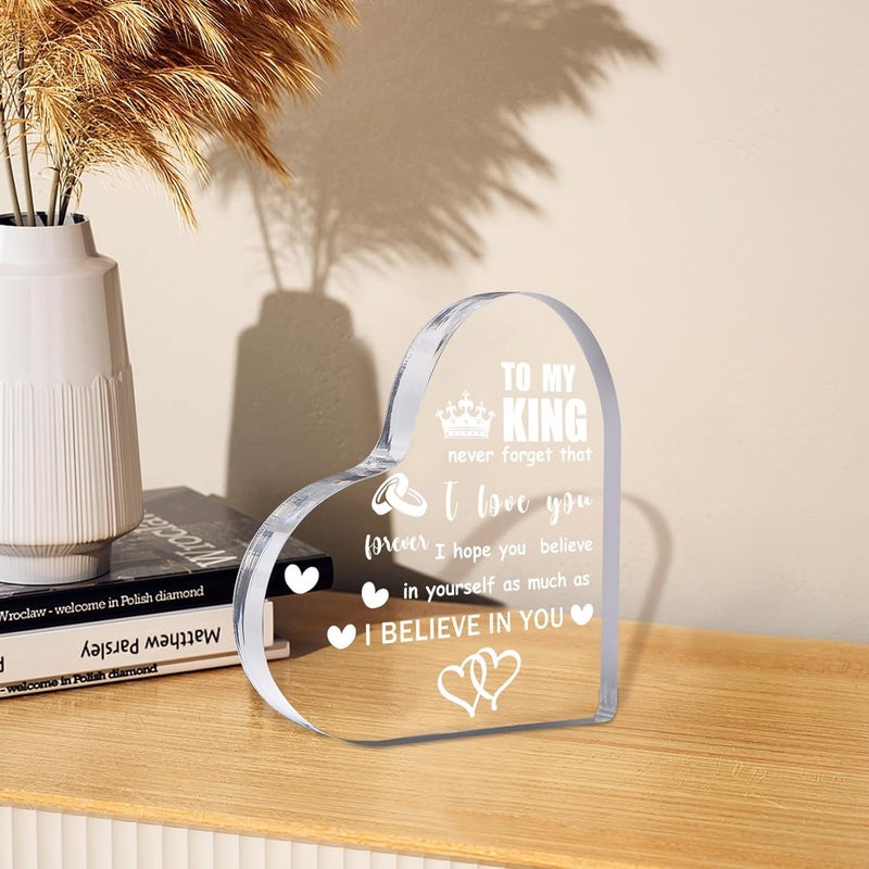 Feeldeal Valentine Gifts for Him, Birthday & Anniversary Valentine’s Day Gift for Boyfriend or Husband – I Love You Heart Acrylic Plaque - Image 3